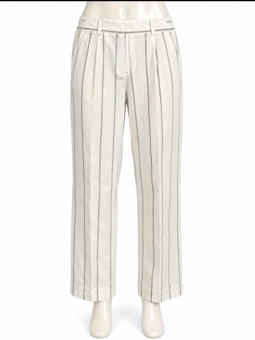 GAP Cream Pants with Vertical Gray Stripes
